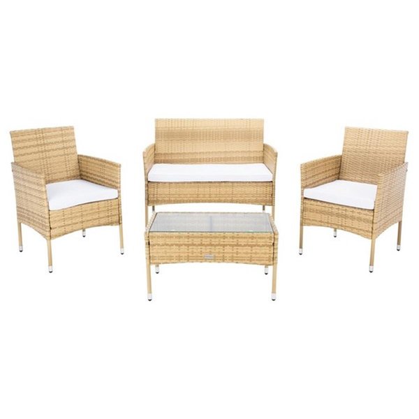 Safavieh Abdul Living Patio Set, Natural & White - 4 Piece PAT7504D